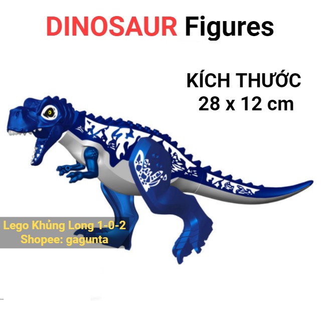 Đồ Chơi Khủng Long Bạo Chúa T-rex Mẫu Mới 2021 Xanh Dương Dài 28cm x Cao 12cm Hãng Lele