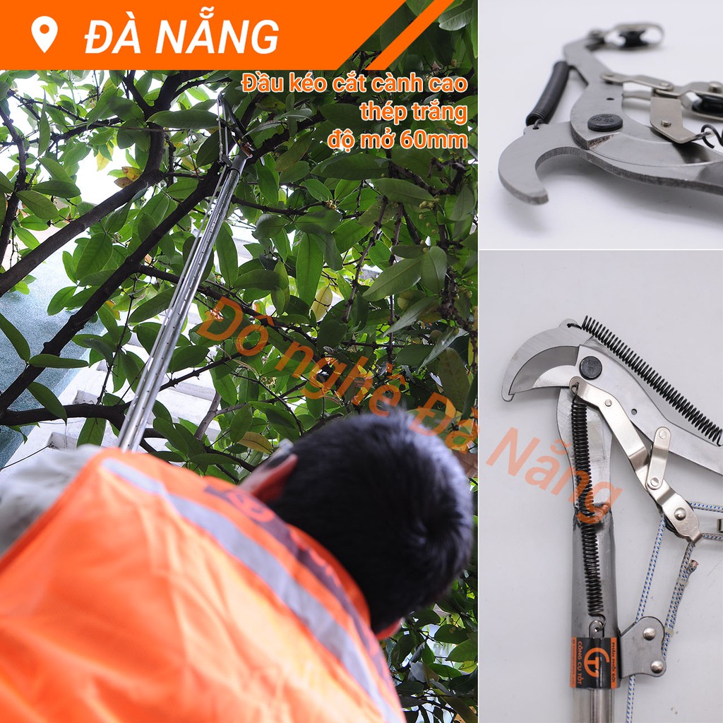 Đầu kéo cắt tỉa cành trên cao, hái quả, hái hoa đa năng thép trắng GT577