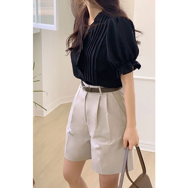 Áo Sơ Mi Ngắn Tay Xếp Ly Thanh Lịch 49307