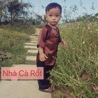Set bà ba nâu lụa hàng may thiết kế cho bé