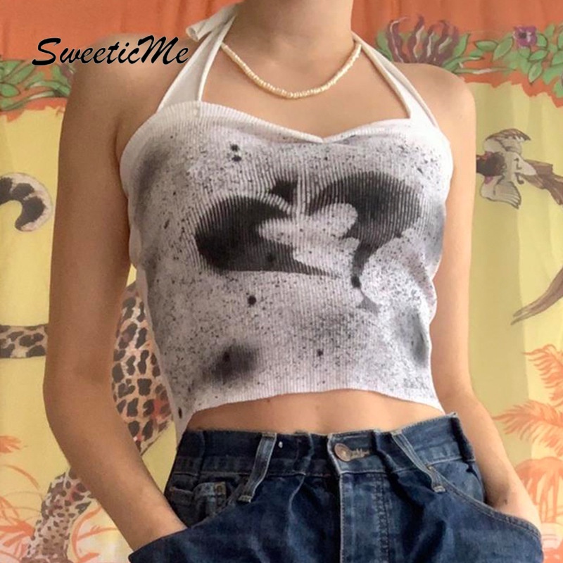 Áo Tank Top Hai Dây Mảnh Họa Tiết Hoa Nở Ngọt Ngào Hàng Mới Dành Cho Bạn Nữ