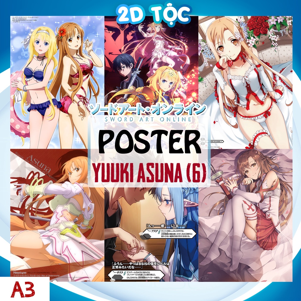 Ảnh poster A3 Yuuki Asuna (6) Anime Manga Light Novel Sword Art Online  chất liệu giấy cao cấp - 2D Tộc Shop