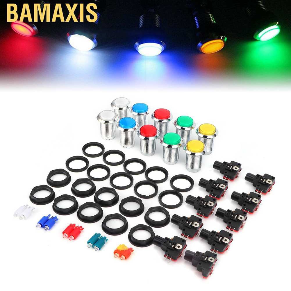 Bamaxis 32mm Arcade Game DIY Kit 10X Push Button + LED Light +10X Switch Replacement