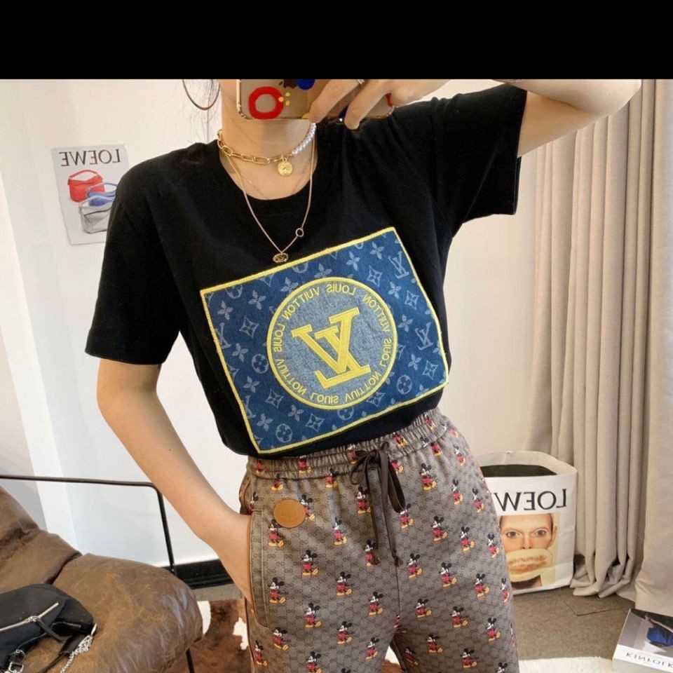 L Hàng Có Sẵn Áo Thun Cotton Trơn In Chữ Đơn Giản Có Nhãn Dán Và Nhãn Dán Hình Quảng Cáo Cho Nam Nữ