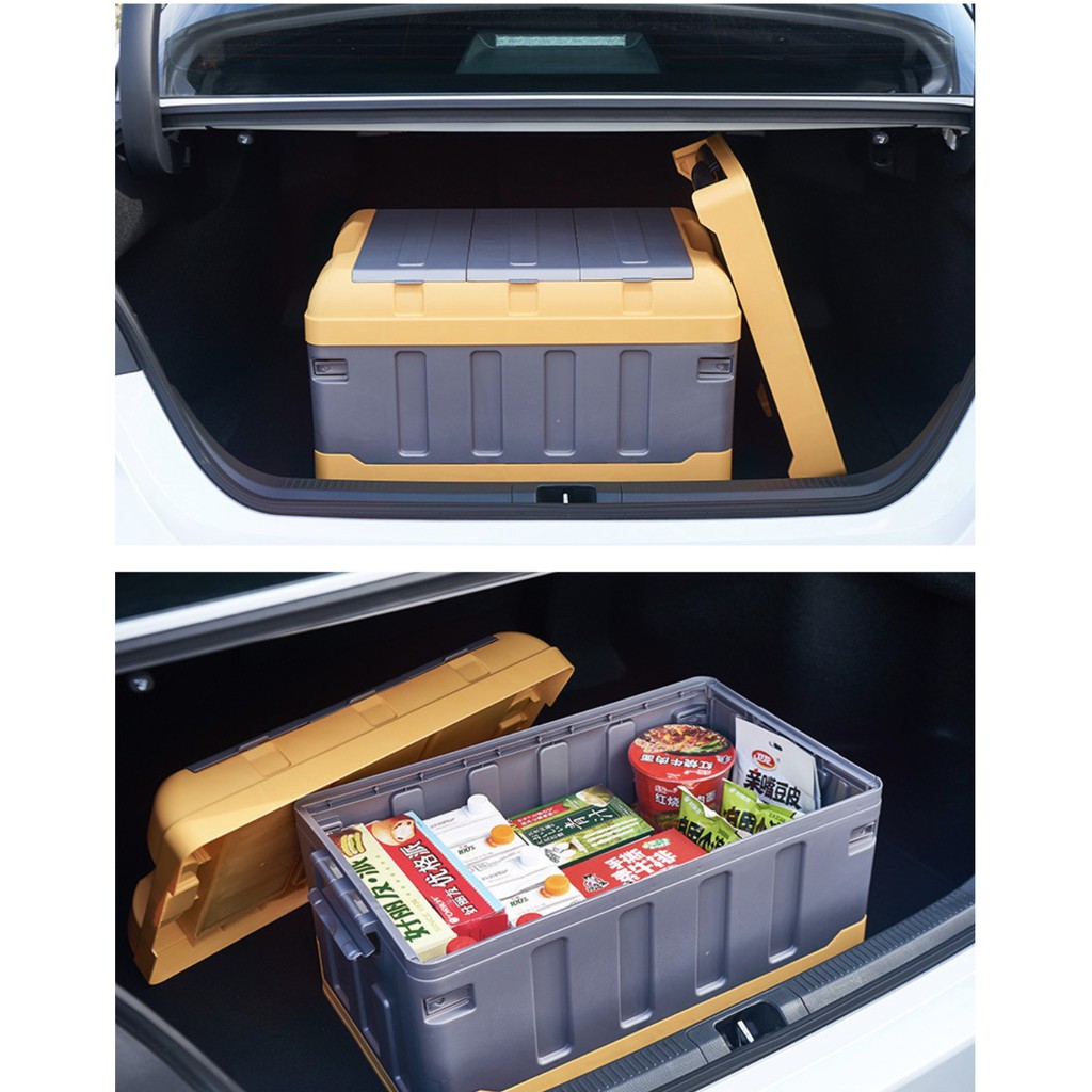 Thùng đựng đồ di động 75L đi du lịch, picnic xếp gọn  ô tô nhà cửa FOLDING BOX DURABLE tặng 2 túi chống nước