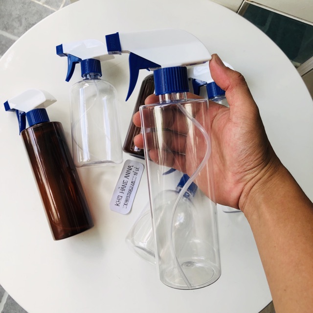 [ Bóp xịt kính, xịt khuẩn ] chai nhựa xịt phun sương Nâu/ Trong suốt/ Xanh - Bình xịt cồn 200ml/ 300ml/ 500ml