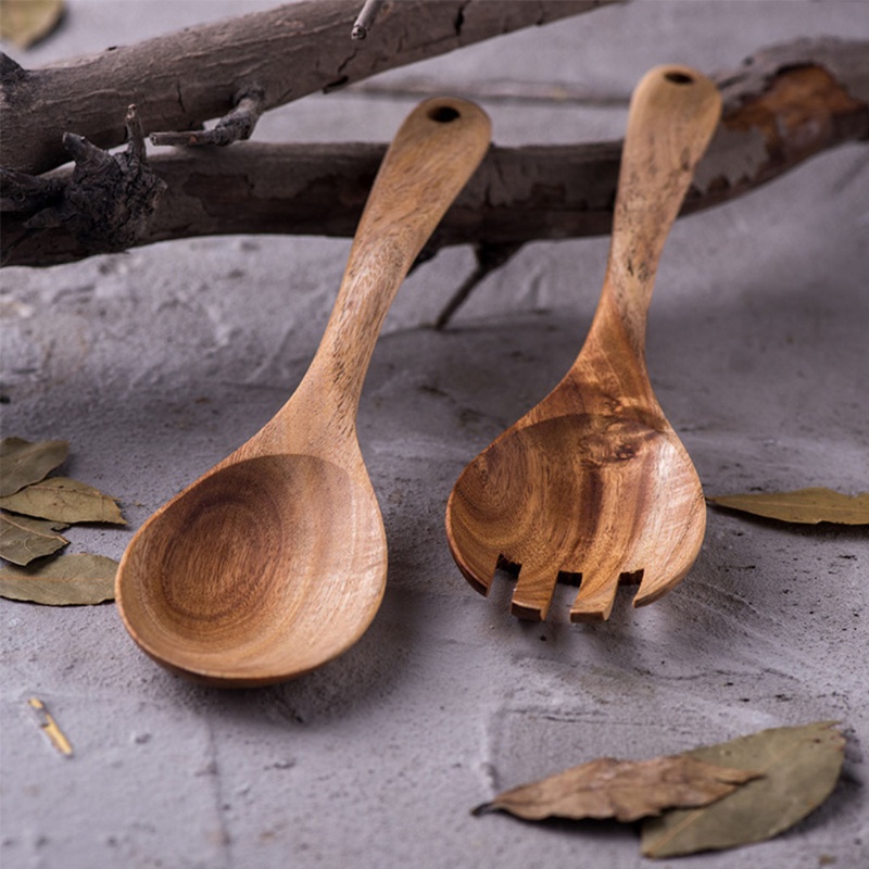 Vá nĩa nấu ăn xới cơm trộn salad làm từ gỗ cây keo