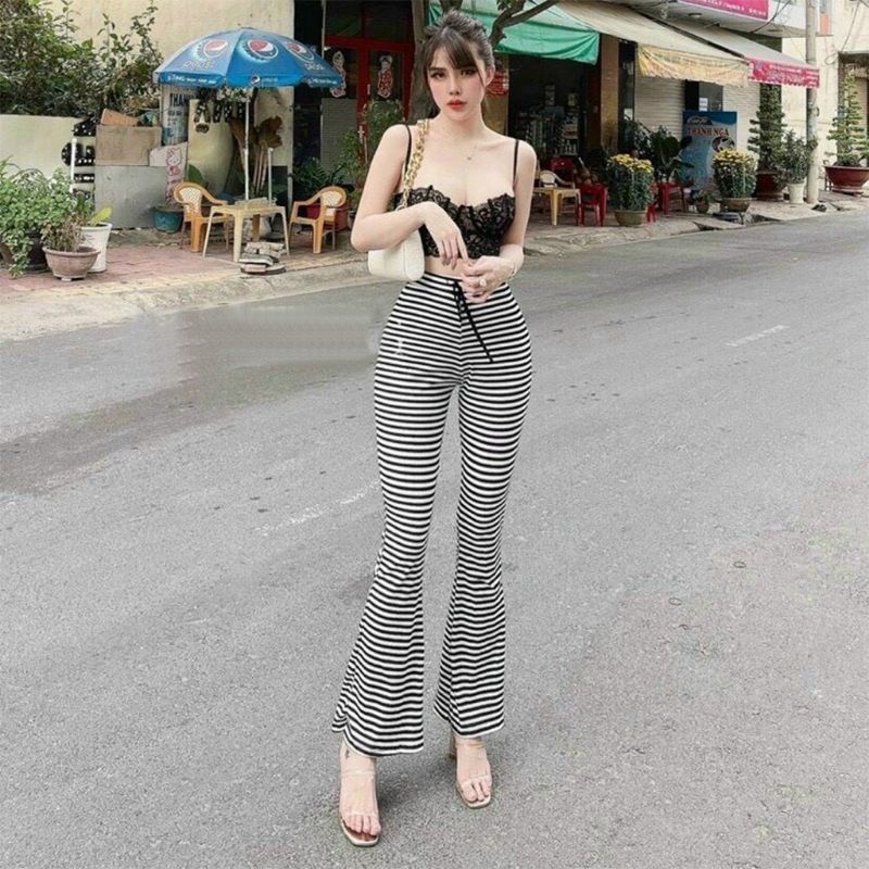Quần ống loe cạp cao kèm áo siêu hot