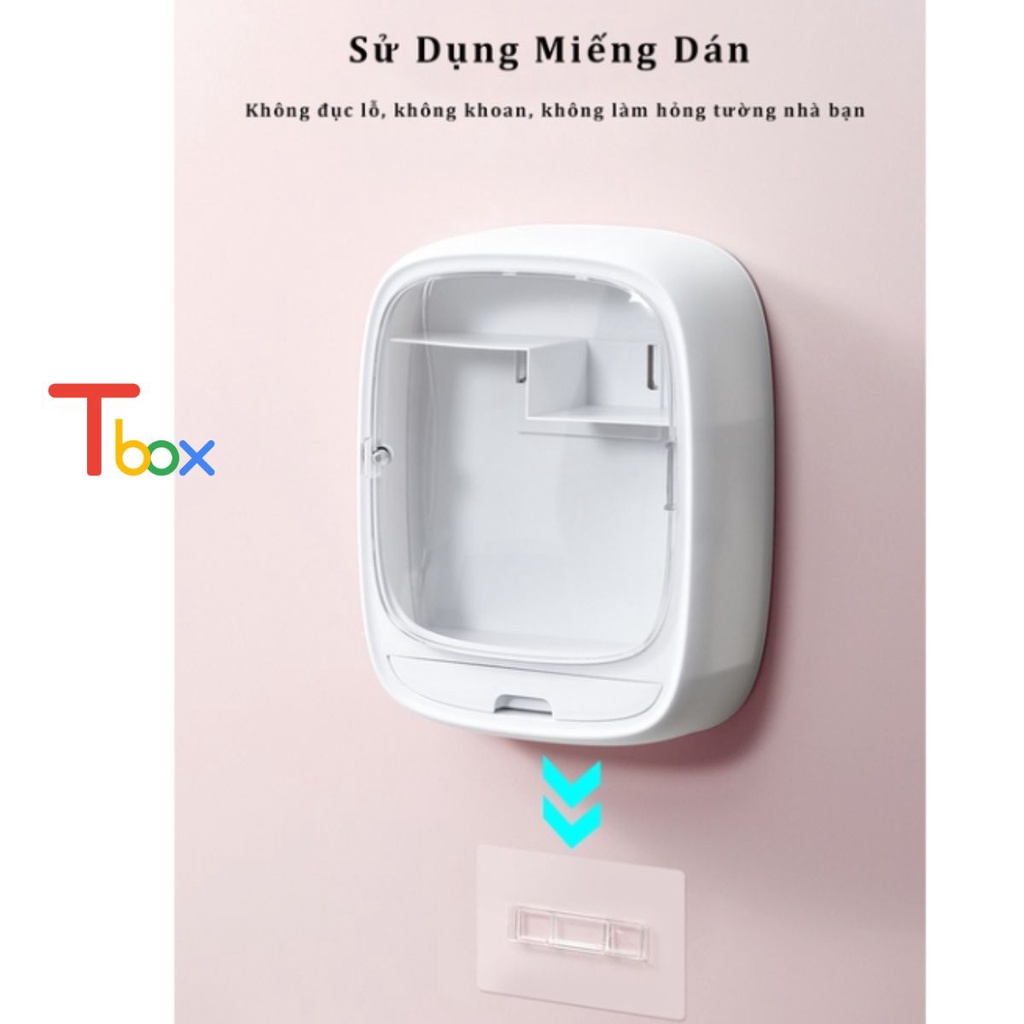 Tủ đựng mỹ phẩm đồ trang điểm treo tường phòng tắm chống bụi chống nước không đục lỗ nhựa ABS cao cấp