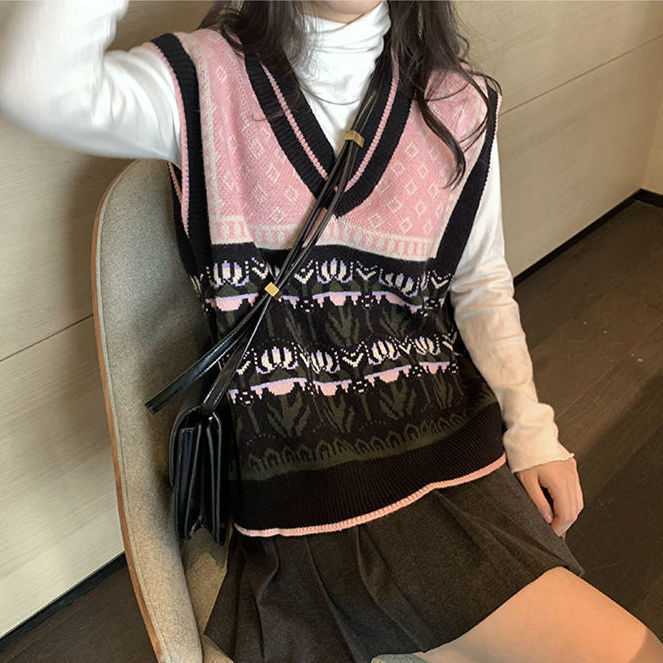 Áo Khoác Gile Len Dệt Kim Không Tay Cổ Chữ V Phong Cách Cổ Điển Cho Nữ | BigBuy360 - bigbuy360.vn