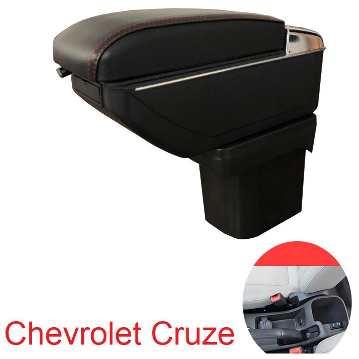 Hộp tỳ tay, bệ tỳ tay xe Chevrolet Cruze màu đen có cổng cắm Usb tiện lợi