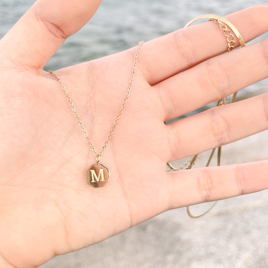 Dây chuyền mạ VÀNG THẬT cao cấp - Chữ M dây đôi