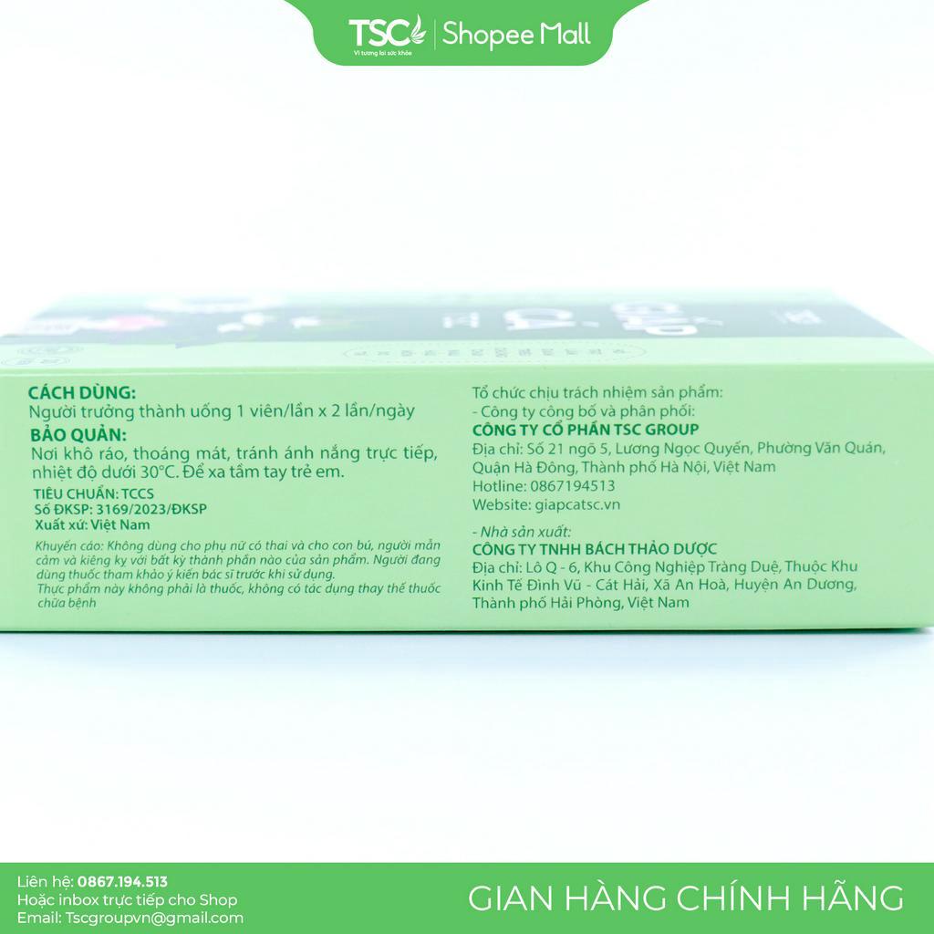 Viên uống giấp cá TSC Group hỗ trợ giảm trĩ và táo bón, giúp bảo vệ thành mạch từ cao khô diếp cá - Hộp 30 viên