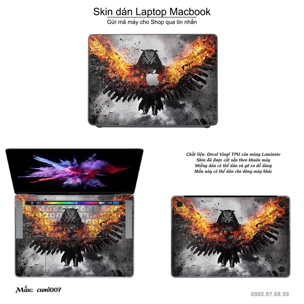 Skin dán Macbook mẫu Cú mèo (đã cắt sẵn, inbox mã máy cho shop)