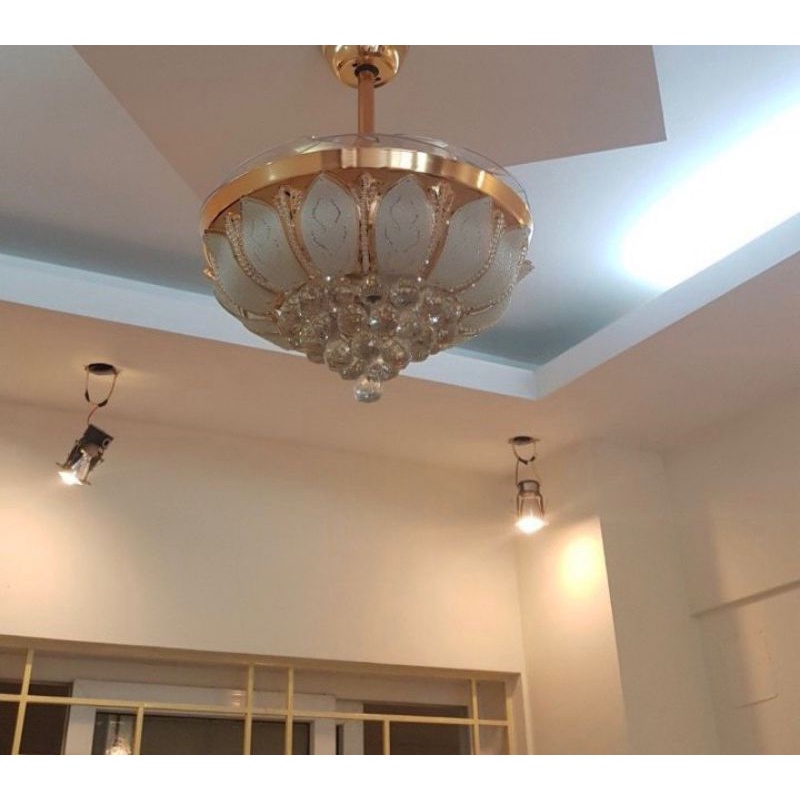 Quạt trần đèn giấu cánh 6 số, động cơ DC tiết kiệm điện, mẫu mã đa dạng