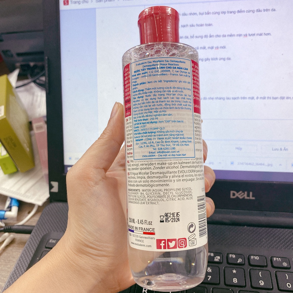 Nước Tẩy Trang Evoluderm Micellar Cleansing Water