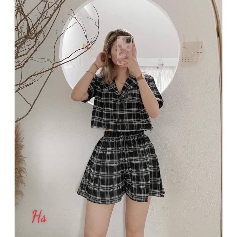 Set Kẻ Vec Croptop Gồm Áo + Quần Dáng A Unisex X.store Có Ảnh Thật + Đánh Giá