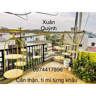 🏆Kệ lồng chim(kệ trang trí để nước hoa, mỹ phẩm. Hàng sơn tinh điện 3 lớp .Vàng gold luxury. Nhũ vàng ánh kim.✅