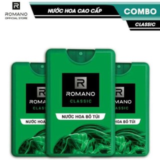 Combo 3 chai nước hoa bỏ túi Romano Classic 18ml