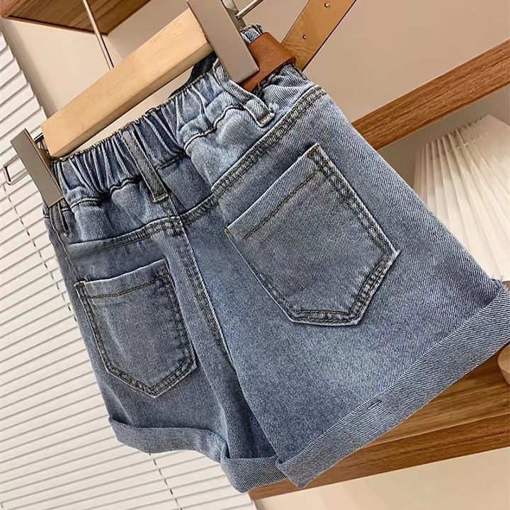 Quần Short Denim Phong Cách Nhật Bản Thời Trang Mùa Hè 2022 Cho Bé Gái