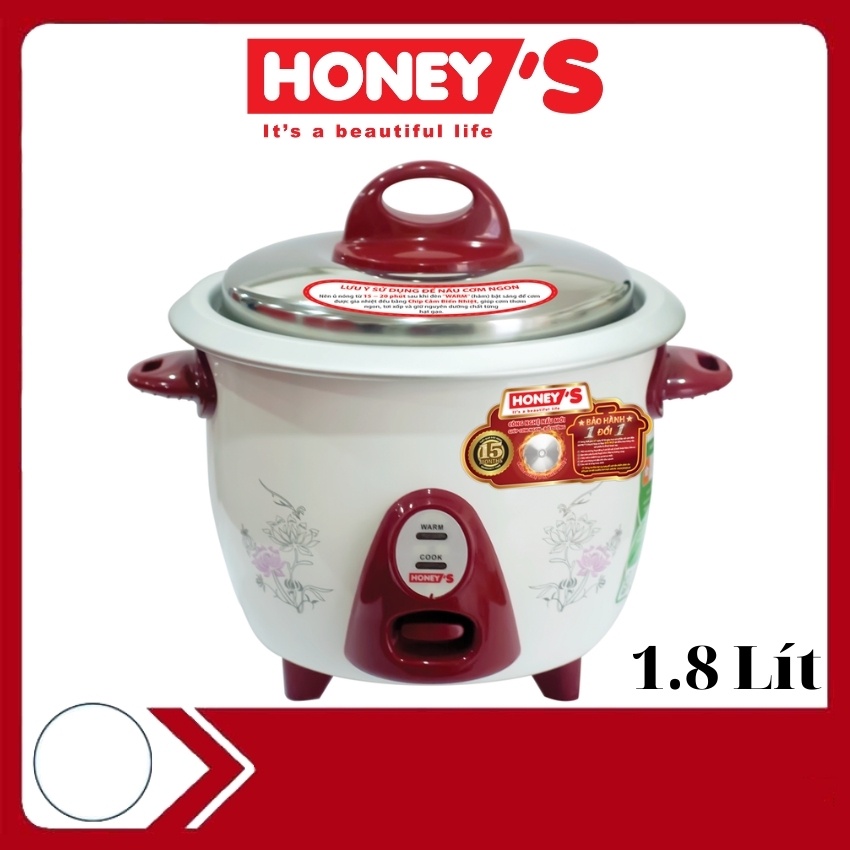 Nồi cơm điện nắp rời Honey's HO-701M18D -1.8L, chip cảm biến giúp cơm ngon, giữ ấm cơm đến 10h,tiết kiệm điện