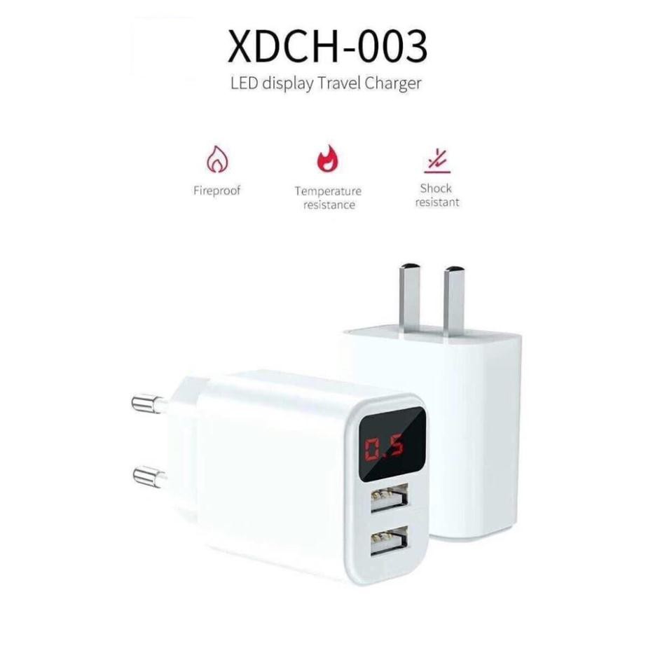 [Xả Kho + Miễn Phí Vận Chuyển] CỦ SẠC NHANH 2 CỔNG CÓ LED | XDCH 003 | Sạc Nhiều Thiết Bị Cùng Lúc | 37002