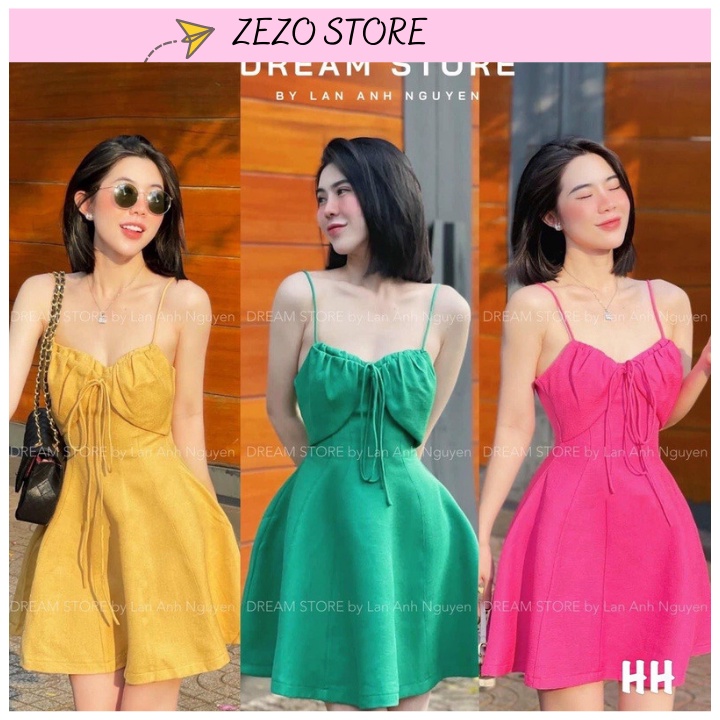 Váy 2 dây nơ ngực, Đầm thiết kế sang chảnh