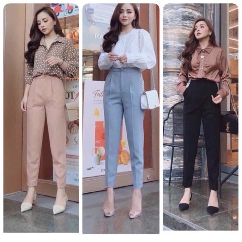 Quần âu nữ công sở 1 khuy cúc bọc vải cực đẹp