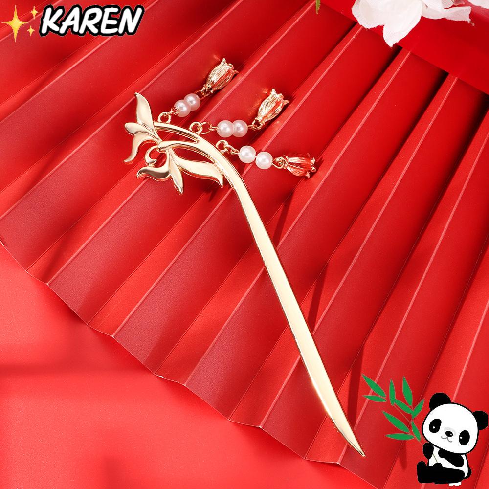 Trâm Cài Tóc Đính Ngọc Trai Tua Rua Phong Cách Cổ Điển Cho Nữ