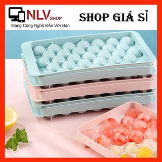 Khay đá bi tròn tủ lạnh 33 viên có nắp đậy , Khuôn làm thạch hoa quả hình bi tròn ngộ nghĩnh_A089