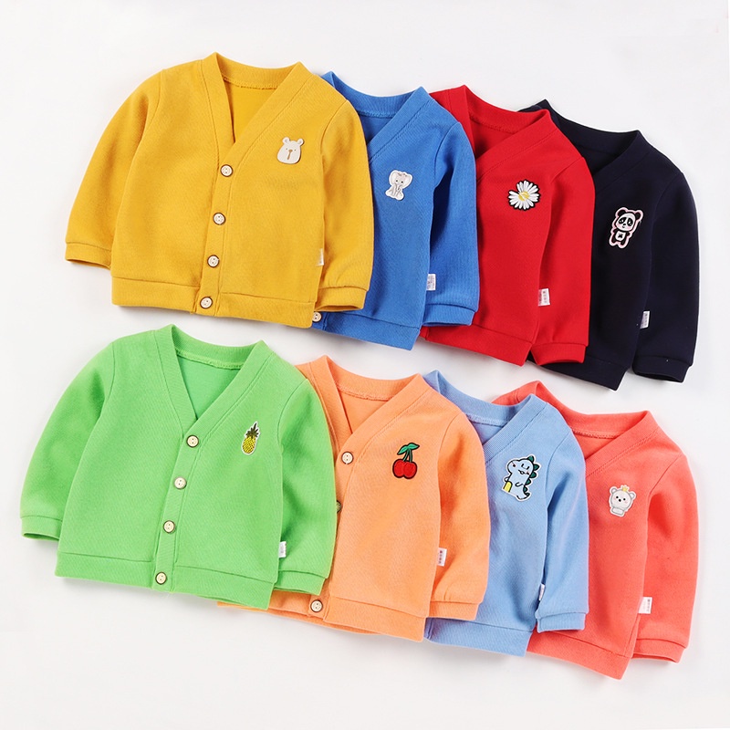 Áo khoác cardigan tay dài cổ chữ V thời trang thu đông dành cho trẻ em 70-120cm