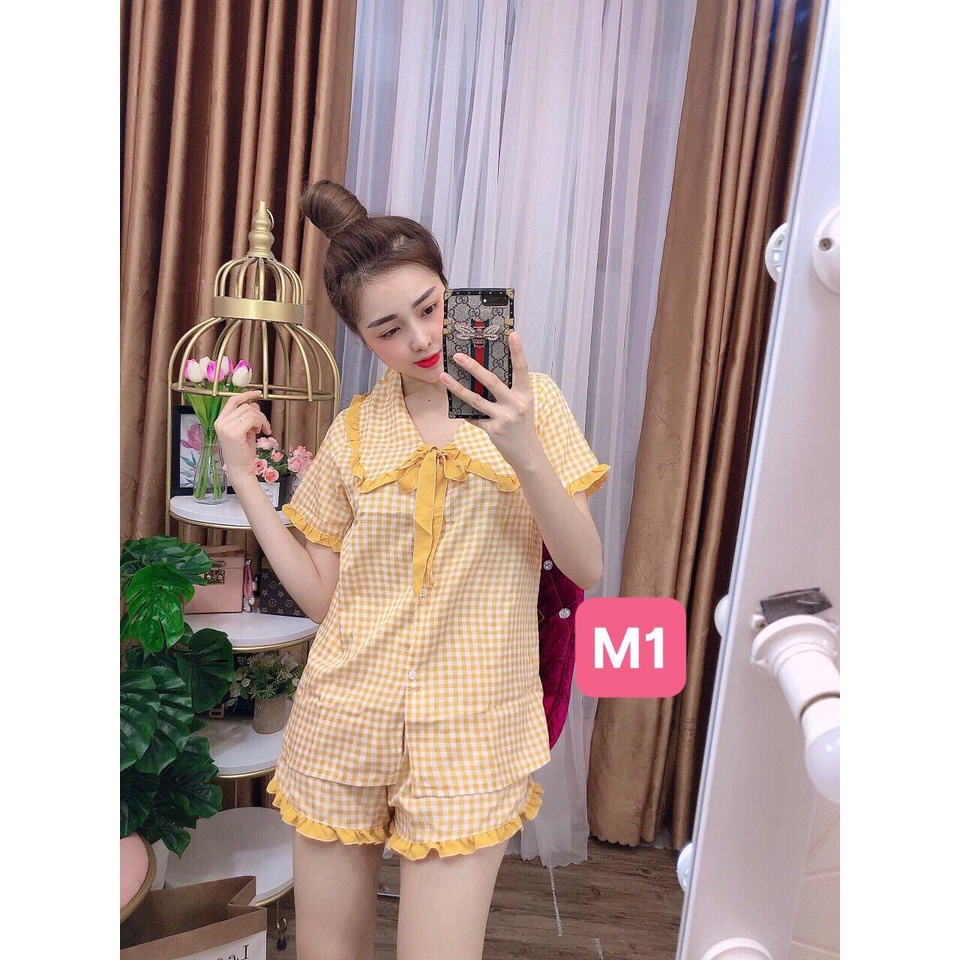 SET BỘ ĐÙI LỤA CARO THỜI TRANG MẶC NHÀ SIÊU DỄ THƯƠNG