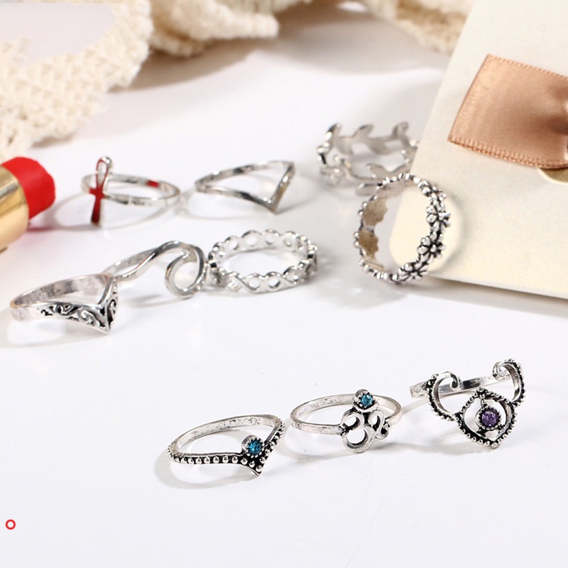 Set 10 nhẫn đeo khớp ngón tay nhiều mẫu mã thời trang cá tính cho nữ