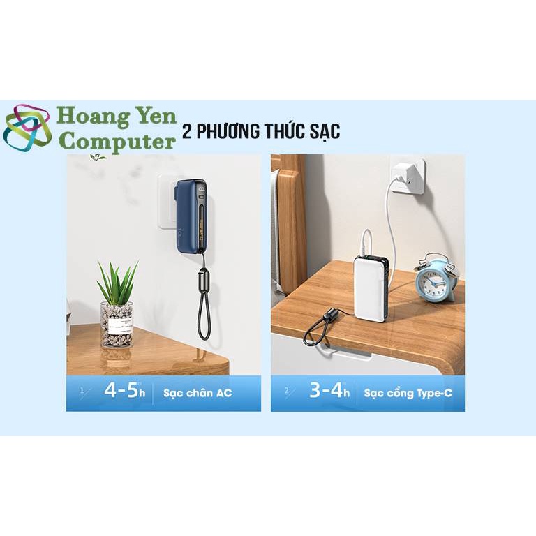 Sạc Dự Phòng Remax RPP-278 10000Mah (Sạc Nhanh QC3.0, PD20W), Nguồn AC Sạc Trực Tiếp - BH 1 Năm - Hoangyencomputer