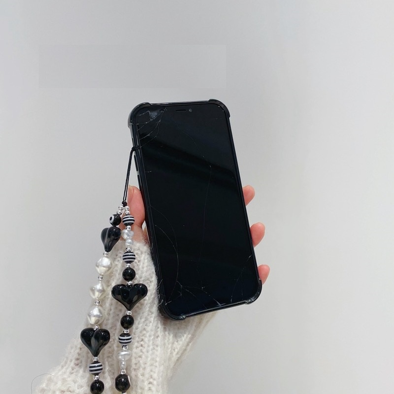 Ốp Điện Thoại tpu Mềm Màu Đen Phối Dây Xích Thời Trang Cho Iphone 14proamx 12 pro max 11 pro max xs max xr x 13promax 7plus