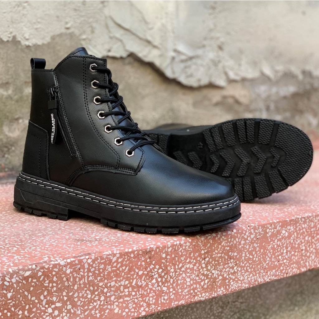 Giày bốt nam bốt cổ cao khóa zip phiên bản Martin boots zip - HÀNG SIÊU CẤP - mã 933