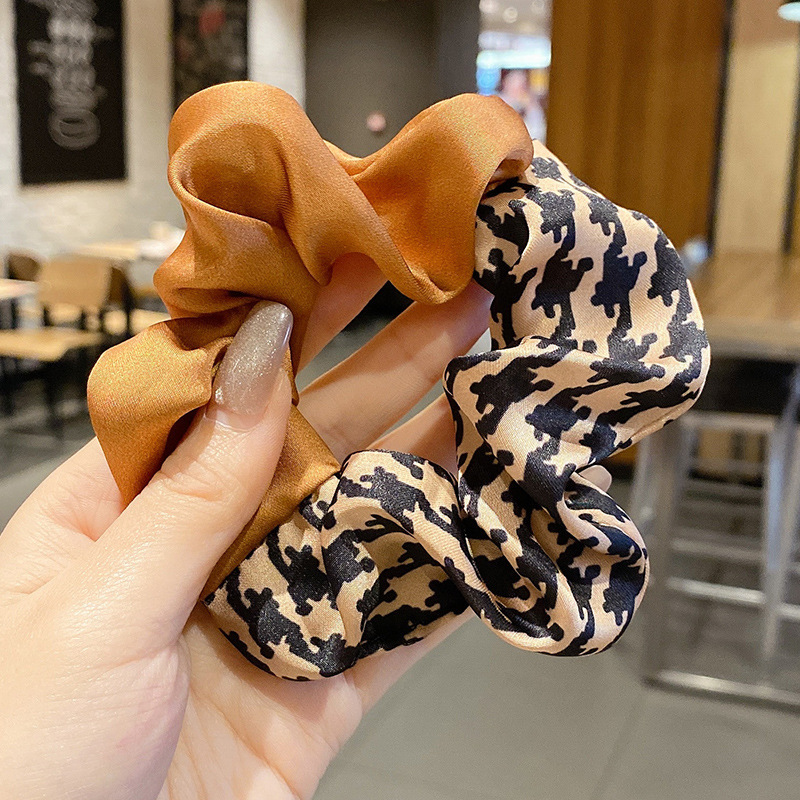 Dây buộc tóc nơ Houndstooth thời trang Hàn Quốc