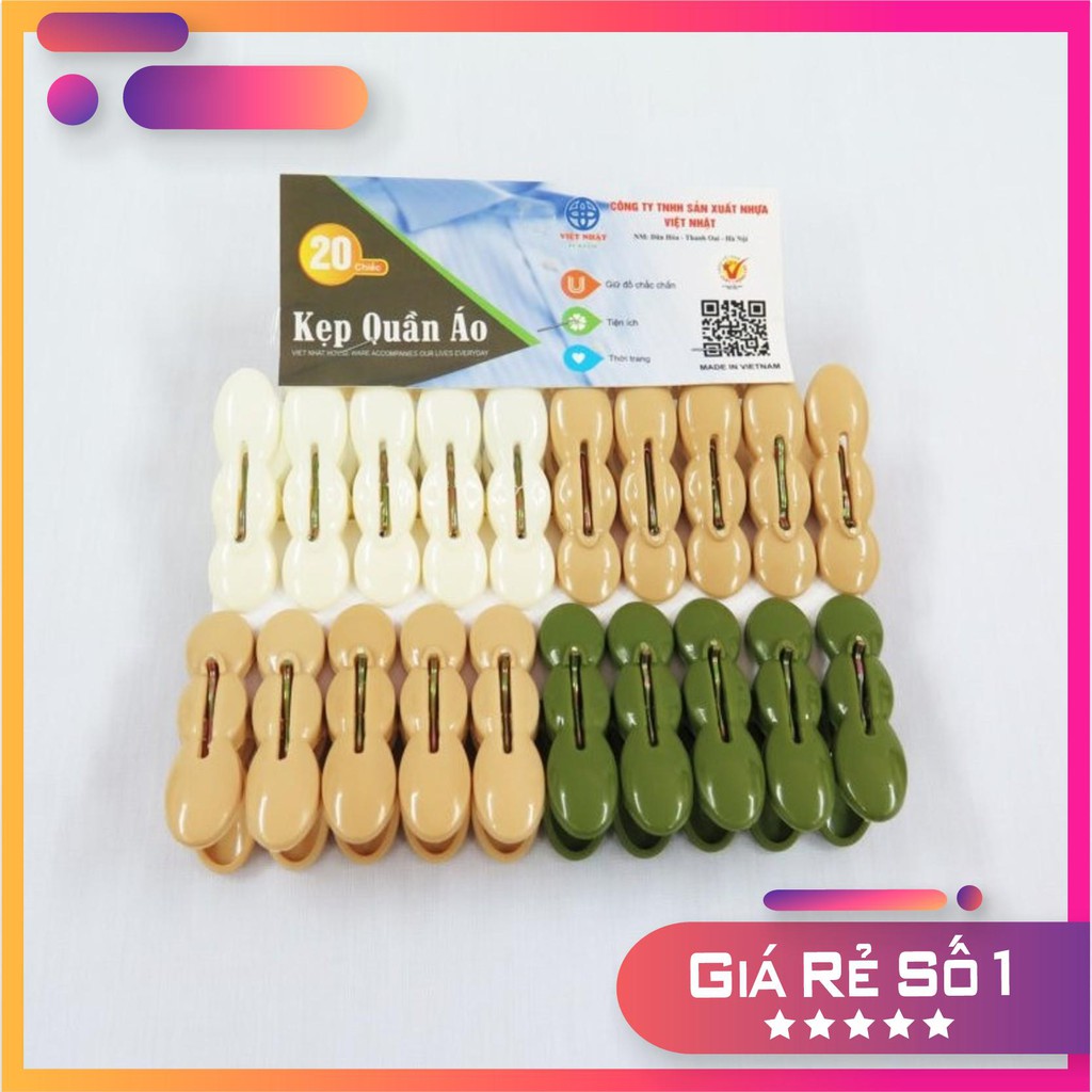 Kẹp quần áo Việt Nhật Cao Cấp- 1 Vỉ 20 chiếc