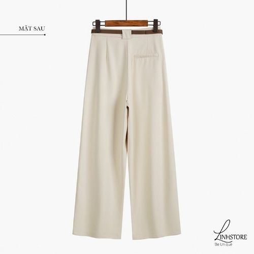 Quần suông ống rộng cạp cao culottes dài 100cm chất liệu kaki mềm tôn dáng Fkaro QS001 | BigBuy360 - bigbuy360.vn