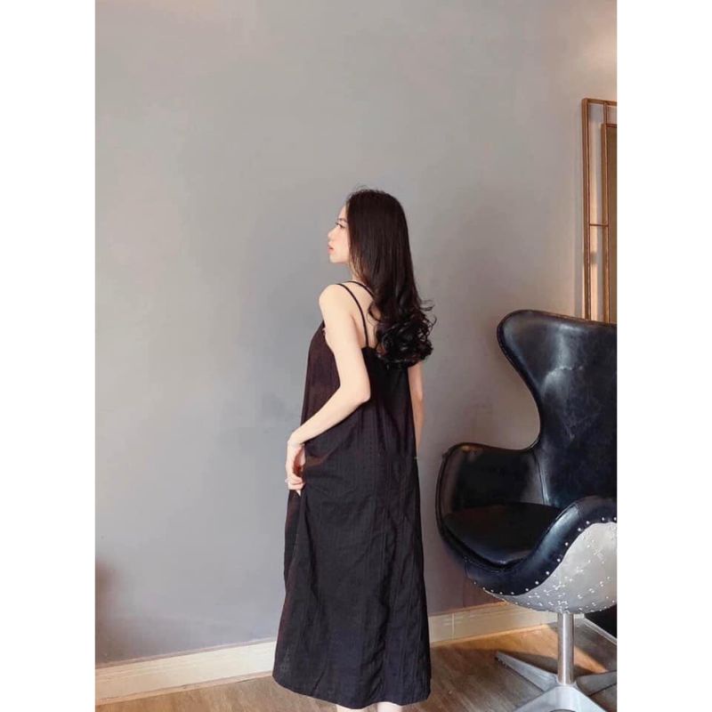 Váy hai dây đi biển đan dây hàng đẹp chất đũi lụa mát lạnh