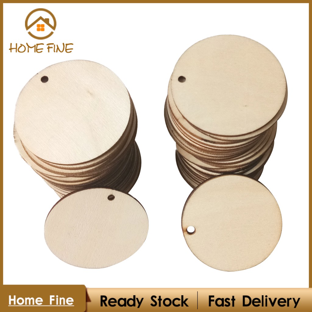 Set 50 Miếng Gỗ Trơn Hình Tròn Dùng Trang Trí Sổ Tay DIY