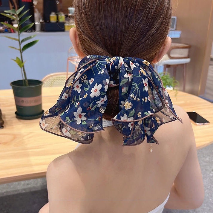 Dây Cột Tóc Cao Su Phối Lưới Phong Cách Hàn Quốc Thời Trang Cho Nữ