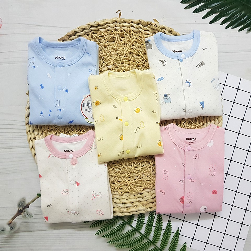 Body Dài Cho Bé Cài Giữa Dokma Chất Cotton Dày - Body Dày Cài Giữa