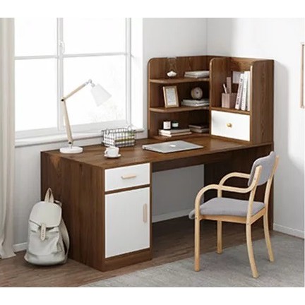 Bàn học, bàn làm việc gỗ thiết kế nhỏ gọn bao gồm hộc tủ và kệ sách tiện lợi 1m, 1m2 (BH-35)
