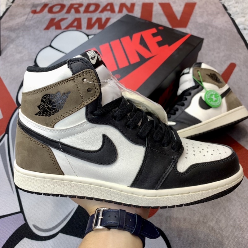 Giày Jordan mocha dark og high đen nâu cổ cao nam nữ da phấn