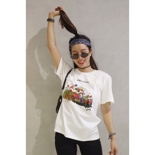 Áo phông nam/ áo phông nữ 𝗚𝗨𝗖𝗖𝗜 x 𝗗𝗶𝘀𝗻𝗲𝘆, chất cotton cao cấp, full tag mác túi zip hãng