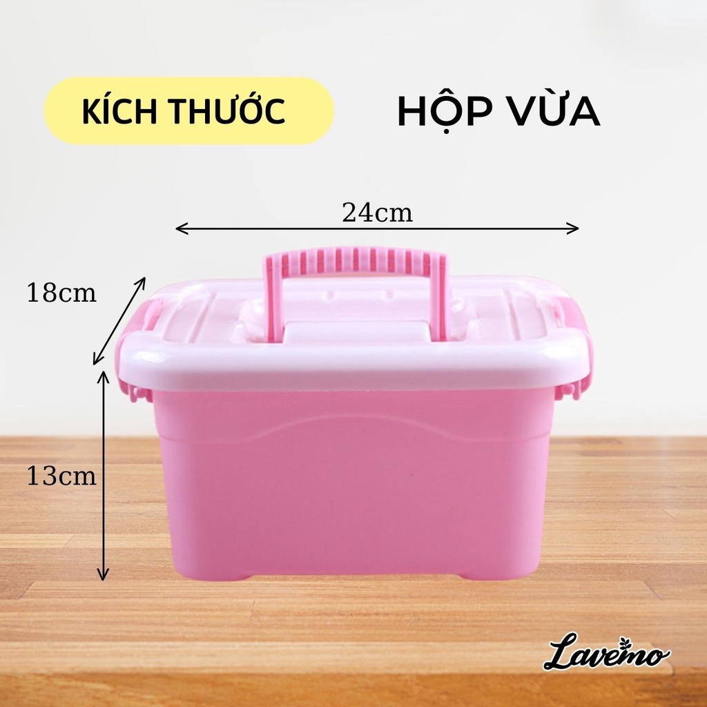 Hộp Đựng Đa Năng Lavemo Bằng Nhựa Màu Hồng Có Nắp Đậy Để Đồ Dùng Nhà Tắm, Đồ Gia Dụng, Thực Phẩm HOP-HONG