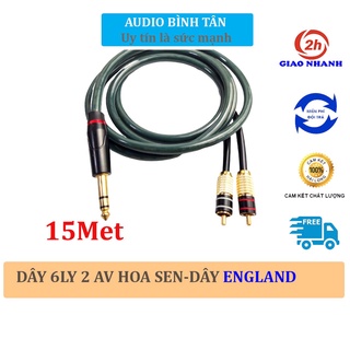 Dây 6 ly stereo ra 2 AV hoa sen, Dây England jack AV cao cấp
