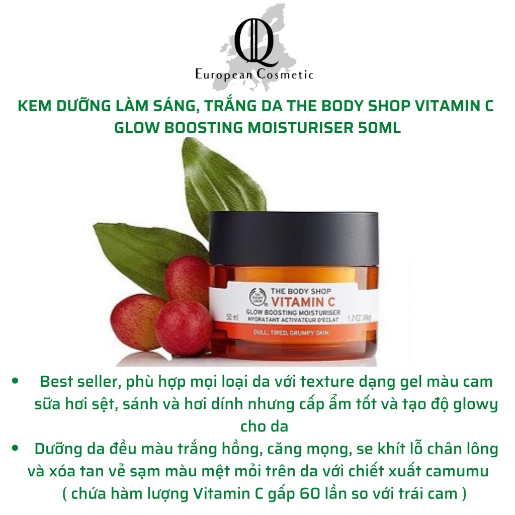 Kem dưỡng trắng da the body shop vitamin c glow boosting mosituriser 50ml