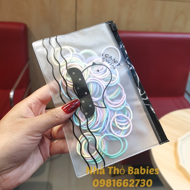 Set 100 Dây Buộc Tóc Kèm Túi Zip
